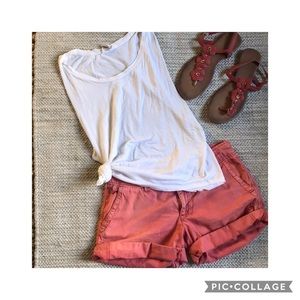 AE Outfitters Washed Coral Roll Up Shorts
